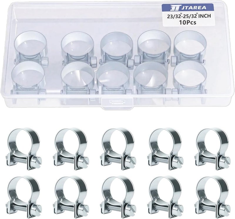 JTAREA 18-20MM Fuel Injection Hose Clamps 23/32"-25/32" Gas Line Clamps Pipe Clamp for Automotive Diesel Petrol Pipes - Image 1